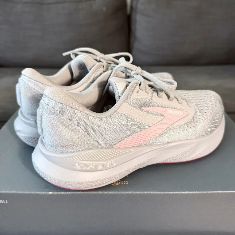 Brooks Adrenaline GTS 24 Grey Pink Road Running Shoes Women's Size 8.5 D Wide